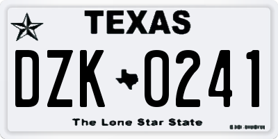 TX license plate DZK0241