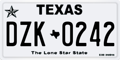 TX license plate DZK0242