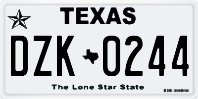 TX license plate DZK0244