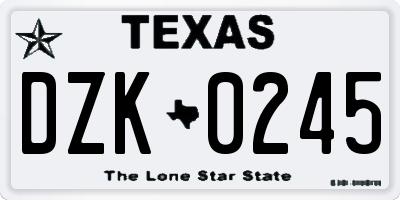 TX license plate DZK0245