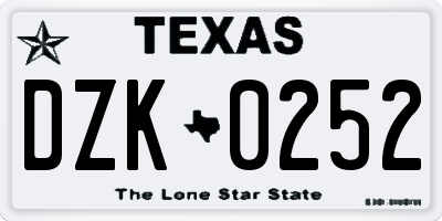TX license plate DZK0252