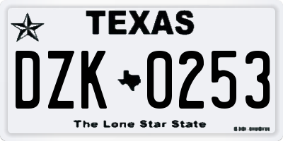 TX license plate DZK0253