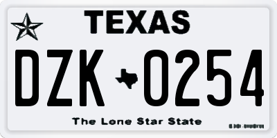 TX license plate DZK0254