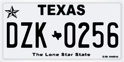 TX license plate DZK0256