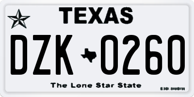 TX license plate DZK0260