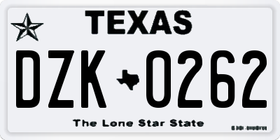 TX license plate DZK0262