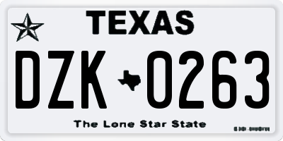 TX license plate DZK0263