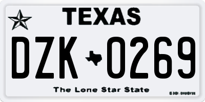 TX license plate DZK0269