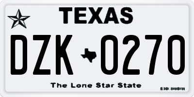 TX license plate DZK0270