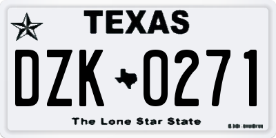 TX license plate DZK0271