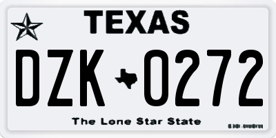 TX license plate DZK0272