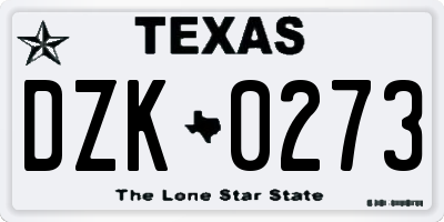 TX license plate DZK0273
