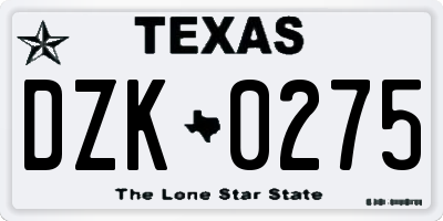 TX license plate DZK0275