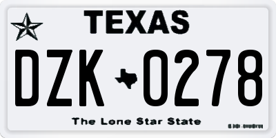 TX license plate DZK0278
