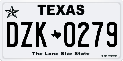 TX license plate DZK0279