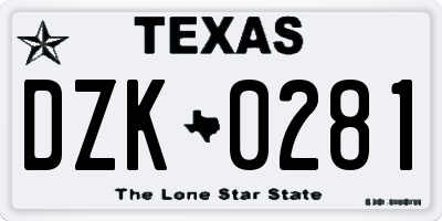 TX license plate DZK0281