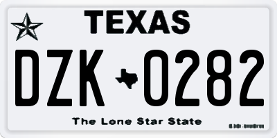 TX license plate DZK0282
