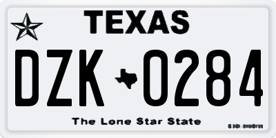 TX license plate DZK0284
