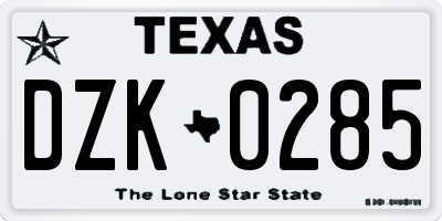 TX license plate DZK0285