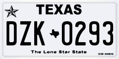 TX license plate DZK0293