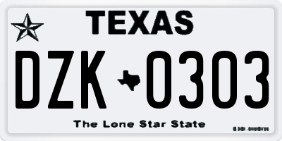 TX license plate DZK0303