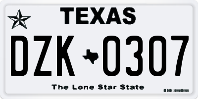 TX license plate DZK0307