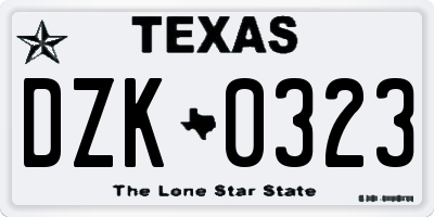 TX license plate DZK0323