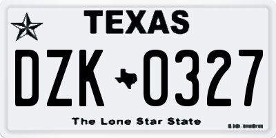 TX license plate DZK0327