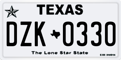 TX license plate DZK0330