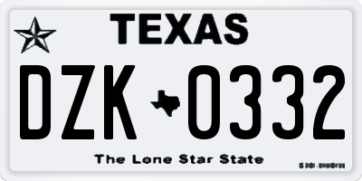 TX license plate DZK0332