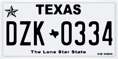 TX license plate DZK0334
