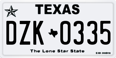 TX license plate DZK0335