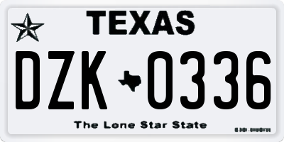 TX license plate DZK0336