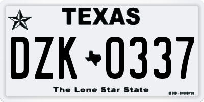 TX license plate DZK0337