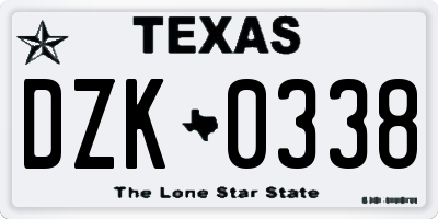 TX license plate DZK0338