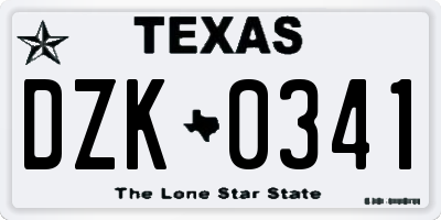 TX license plate DZK0341