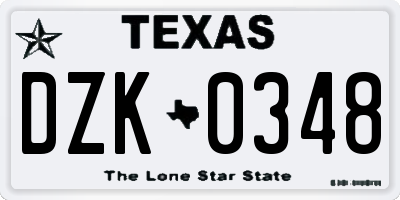 TX license plate DZK0348