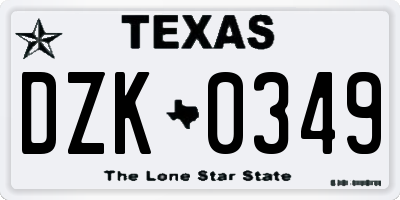 TX license plate DZK0349