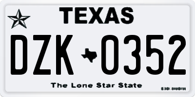 TX license plate DZK0352