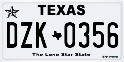 TX license plate DZK0356
