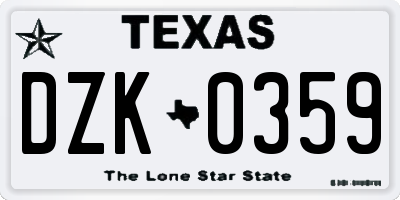 TX license plate DZK0359