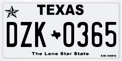 TX license plate DZK0365