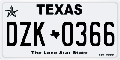 TX license plate DZK0366