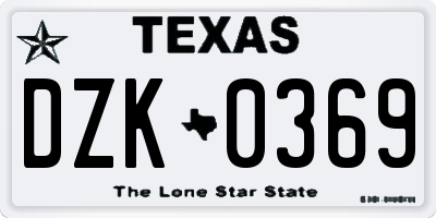 TX license plate DZK0369