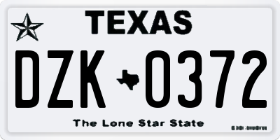TX license plate DZK0372