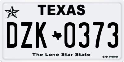 TX license plate DZK0373