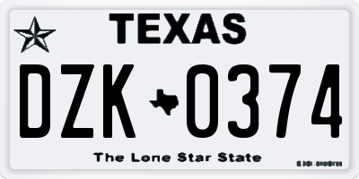 TX license plate DZK0374