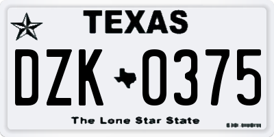 TX license plate DZK0375