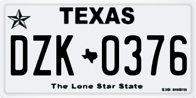 TX license plate DZK0376