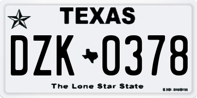 TX license plate DZK0378